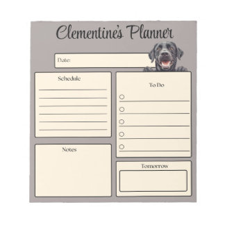 Bloco De Notas Planejador Diário Personalizado Labrador Preto