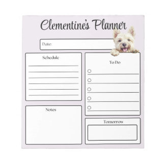 Bloco De Notas Planejador Diário Personalizado Westie