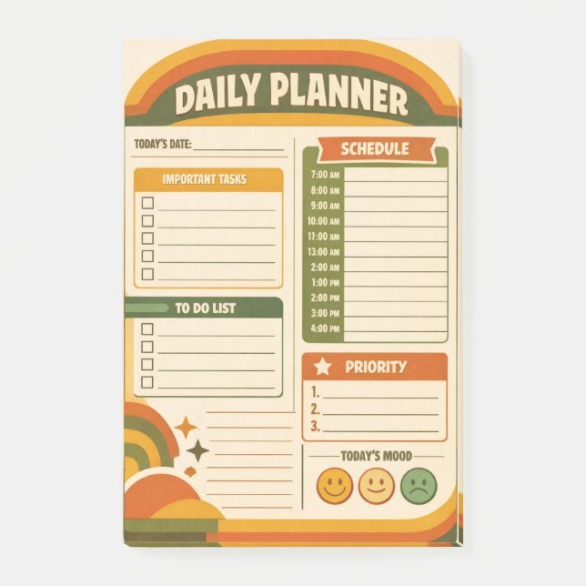 Bloco De Notas Planejador Diário Retro (Frente)