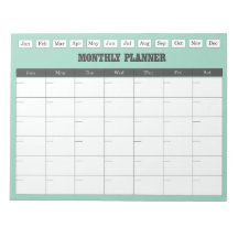 Planejador Mensal Calendário Simples Azul-Celeste