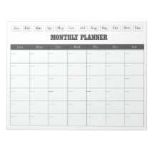 Planejador Mensal Calendário Simples Branco