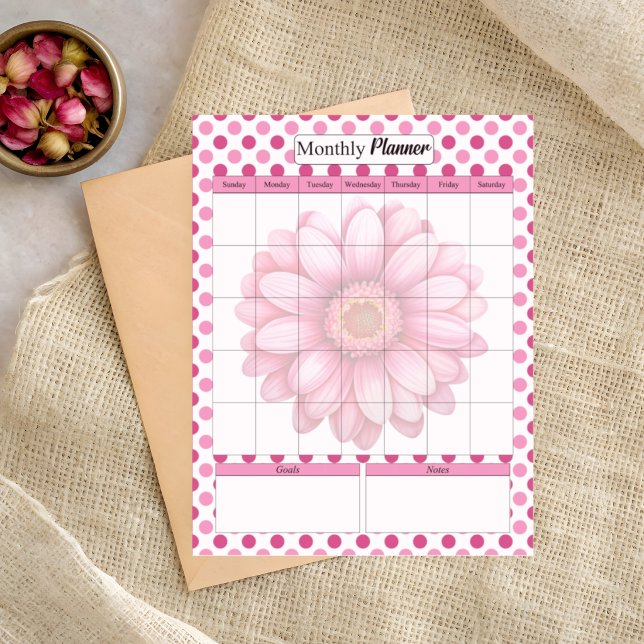 Bloco De Notas Planejador Mensal Floral Rosa (Criador carregado)