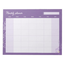 Bloco De Notas Planejador mensal lavanda minimalista (título pers