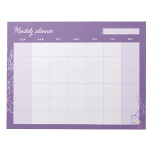 Bloco De Notas Planejador mensal lavanda minimalista (título pers