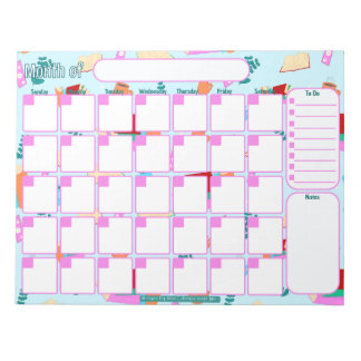Bloco De Notas Planejador Mensal Personalizado | Padrão de Amante
