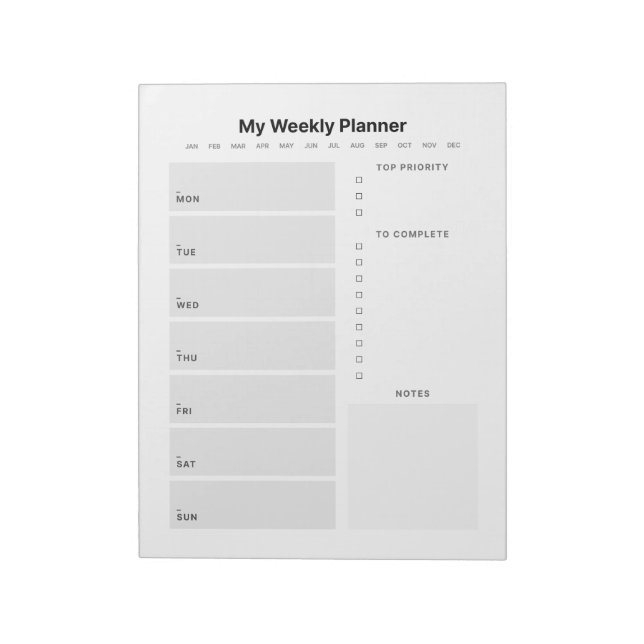 Bloco De Notas Planejador Semanal (Invertido)