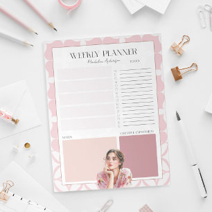 Bloco De Notas Planejador Semanal Bonito Rosa Fofinho