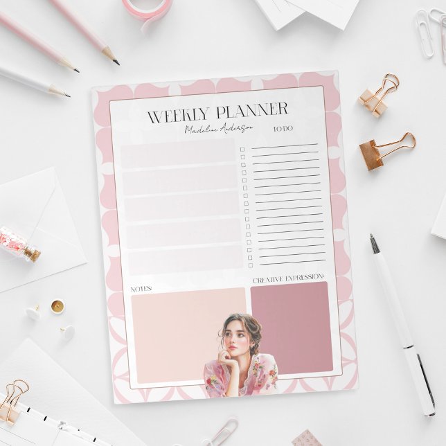 Bloco De Notas Planejador Semanal Bonito Rosa Fofinho (Criador carregado)