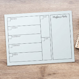 Bloco De Notas Planejador Semanal Calendário Minimalista Simples 