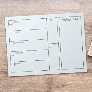 Bloco De Notas Planejador Semanal Calendário Minimalista Simples
