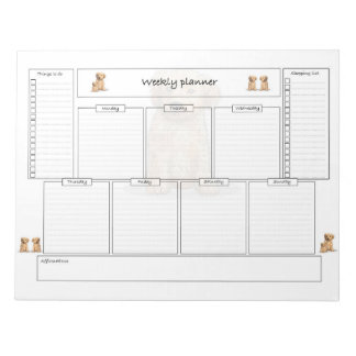 Bloco De Notas Planejador semanal com metas e lista de compras