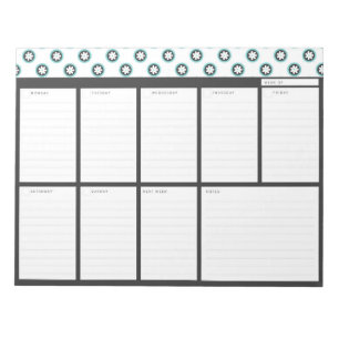 Bloco De Notas Planejador Semanal de Desktop Flores