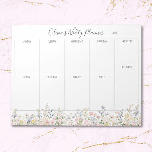 Bloco De Notas Planejador Semanal de Flores Coloridas Personaliza