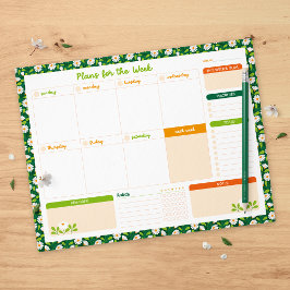 Bloco De Notas Planejador Semanal de Início no Domingo com Spring