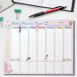 Bloco De Notas Planejador Semanal de Programação de Gato Gato Gat