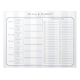 Bloco De Notas Planejador Semanal de Refeições da Preppy Meals & 