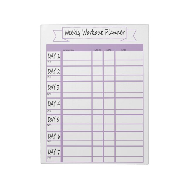 Bloco De Notas Planejador Semanal de Treino (Invertido)