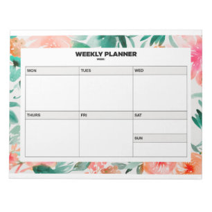 Bloco De Notas Planejador semanal floral