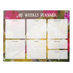 Bloco De Notas Planejador Semanal Floral Romântico