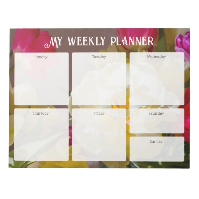 Bloco De Notas Planejador Semanal Floral Romântico (Frente)