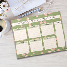 Planejador Semanal Floral Rosa Fofo