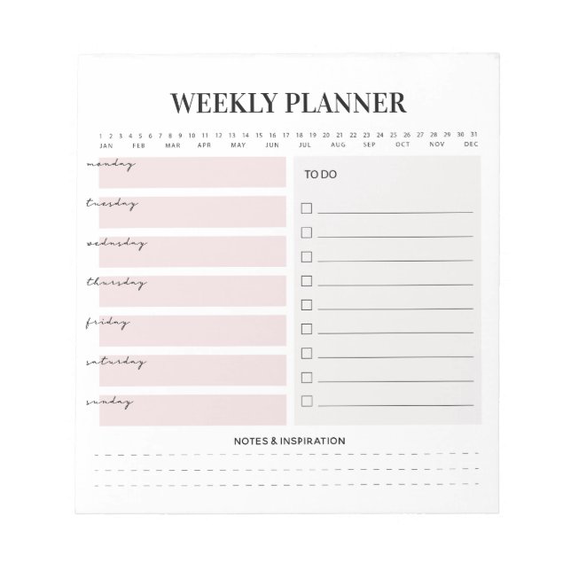 Bloco De Notas Planejador Semanal Minimalista (Frente)