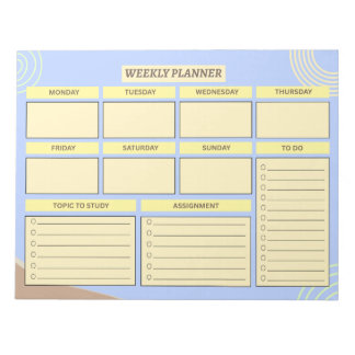 Bloco De Notas Planejador Semanal | Organizador para Alunos e Pro