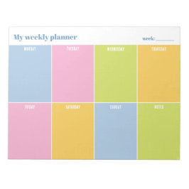 Bloco De Notas Planejador Semanal Personalizado Colorido Arco-íri