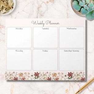 Bloco De Notas Planejador Semanal Personalizado de Flores Silvest