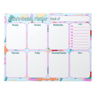 Bloco De Notas Planejador Semanal Personalizado | Padrão de Amant