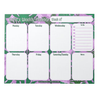 Bloco De Notas Planejador Semanal Personalizado | Padrão de Folha