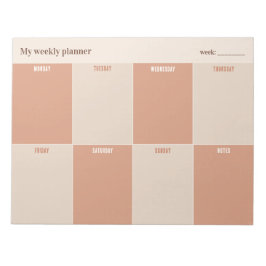 Bloco De Notas Planejador Semanal Personalizado Terracota e Areia