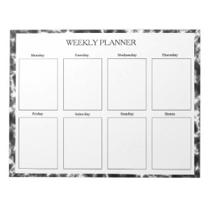 Bloco De Notas Planejador Semanal Preto E Branco