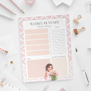 Bloco De Notas Planejador Semanal Rosa Bonito Feminino