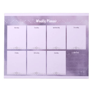 Bloco De Notas Planejador semanal roxo celestial - Na moda