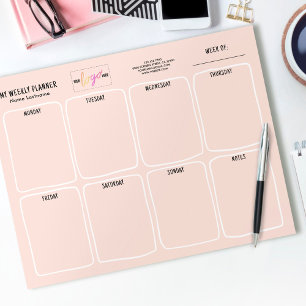 Bloco De Notas Planejador Semanal Simples Girly Blush
