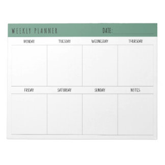 Bloco De Notas Planejador Semanal Simples Moderno Teal Alexandrit