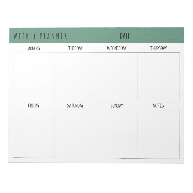 Bloco De Notas Planejador Semanal Simples Moderno Teal Alexandrit (Frente)