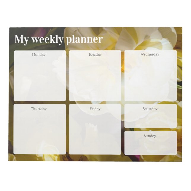 Bloco De Notas Planejador Semanal Tulipa Amarela Dourada (Frente)