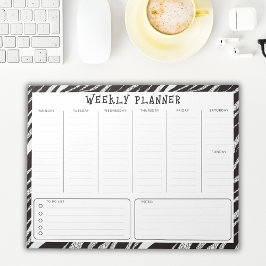 Bloco De Notas Planejador Semanal Vertical Preto e Branco Sem Dat