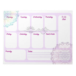 Bloco De Notas Planejamento Espiritual Semanal Boho Mandala para
