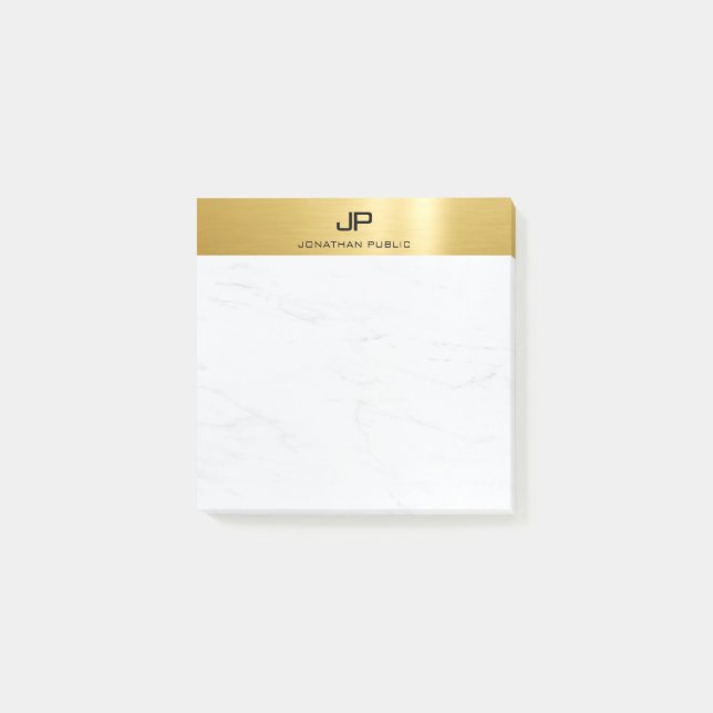Bloco De Notas Planície elegante de mármore Dourado moderna do (Frente)