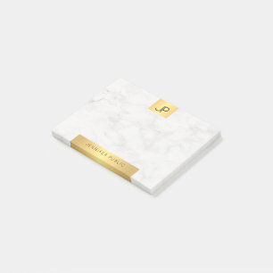 Bloco De Notas Planície Elegante De Monograma Moderno Dourado E M