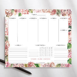 Bloco De Notas Planner de Hydrangeas Cor-de-Rosa Esbranquiçada