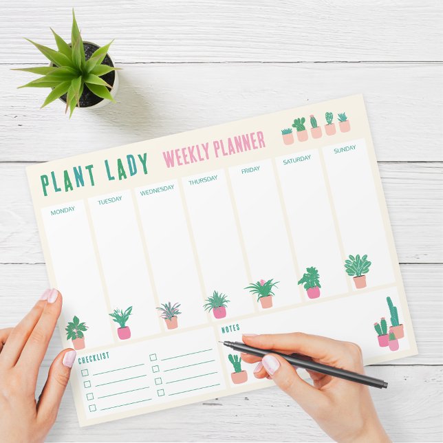 Bloco De Notas Planner de Planta Lady Weekly (Criador carregado)