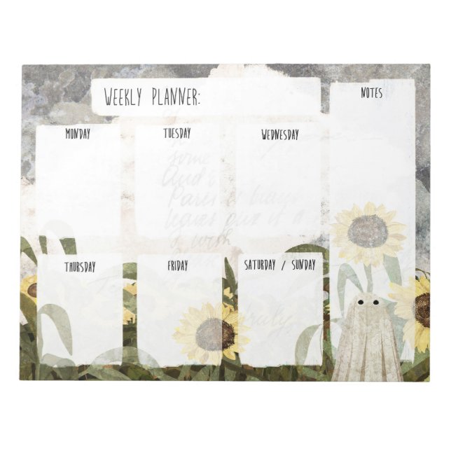 Bloco De Notas Planner Fantasma de Girassol (Frente)