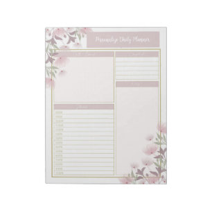 Bloco De Notas Planner Floral das Flores Mauve da Lavanda Vintage