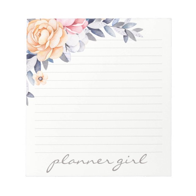 Bloco De Notas Planner Girl Floral (Frente)