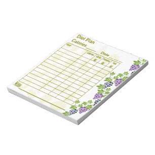 Bloco De Notas Plano de Dieta Rastreador