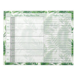 Bloco De Notas Plano de Menu Personalizado Semanalmente de Folhas
